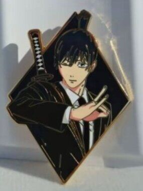 Aki Chainsaw Man Enamel Pin – Diamond Frame Katana Pose Devil Hunter